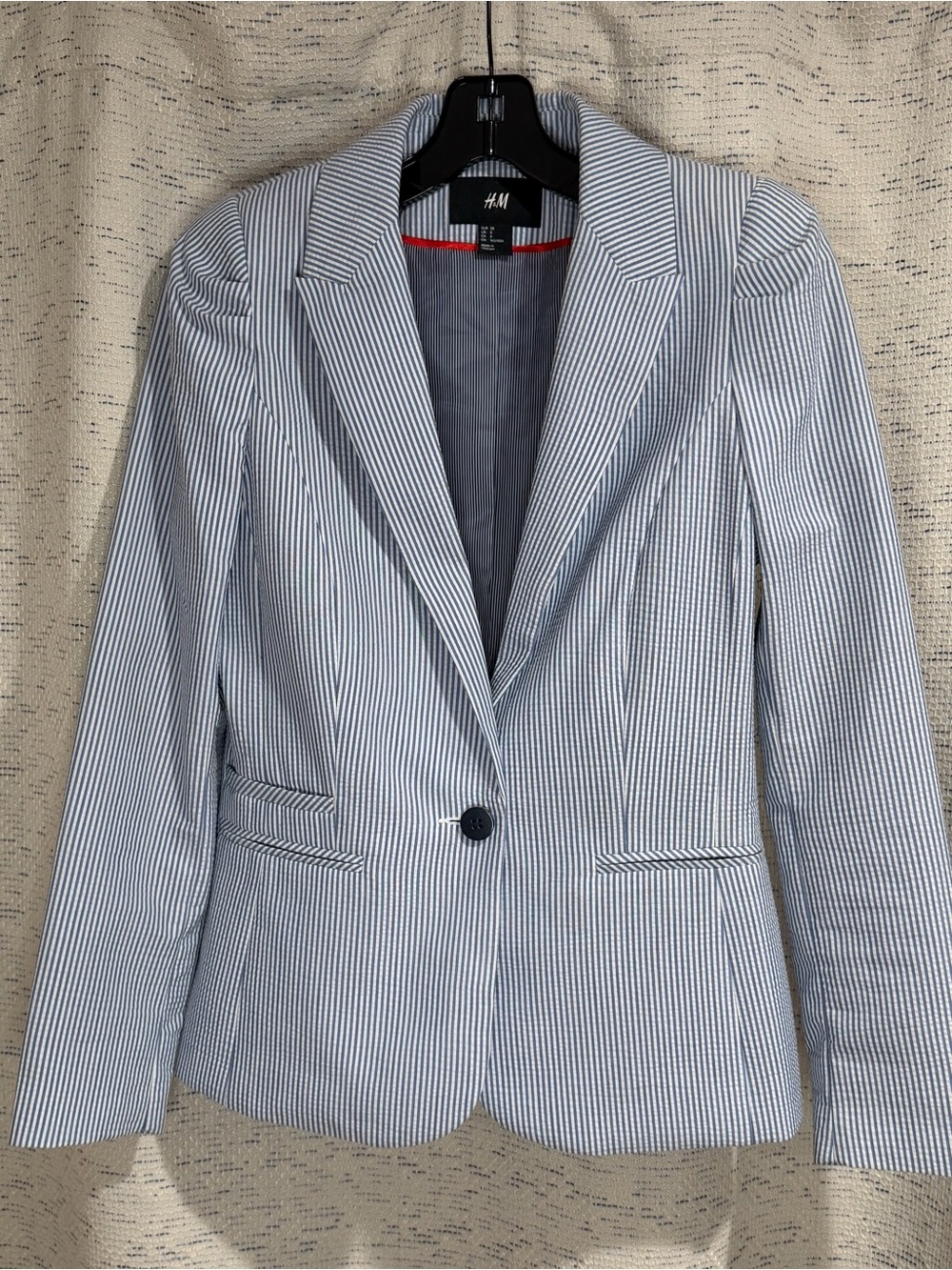 H&M Blue and White Pinstripe Tailored Blazer